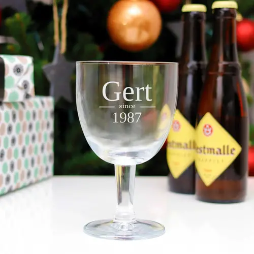 Bierglas Trappist met tekst