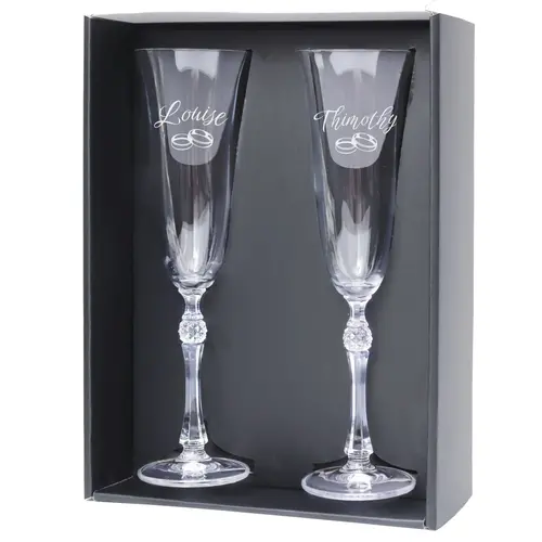 Champagneglazen set Sabina met gravering