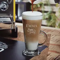 Verre latte macchiato avec gravure