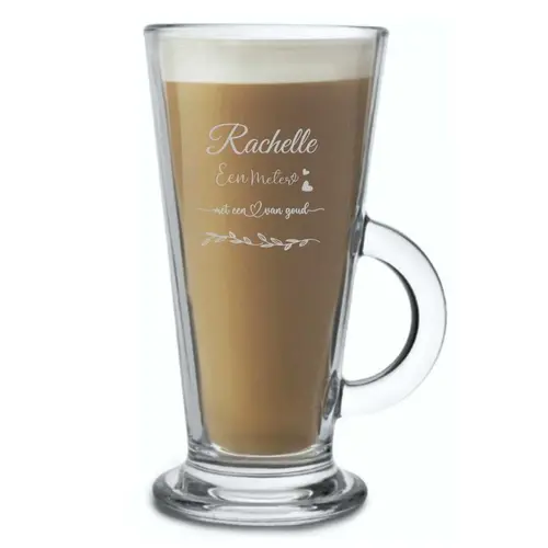 Latte macchiato glas met gravering