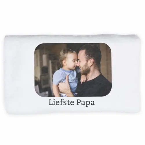 Microfiber handdoek met foto en tekst