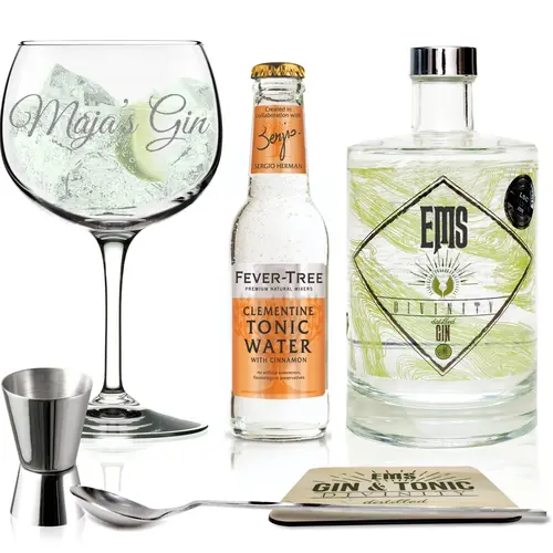 EMS Gin geschenkpakket met gepersonaliseerd Gin glas