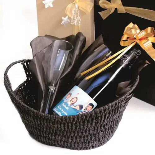 Cava cadeauset met gepersonaliseerd etiket, 2 glazen en dienblad