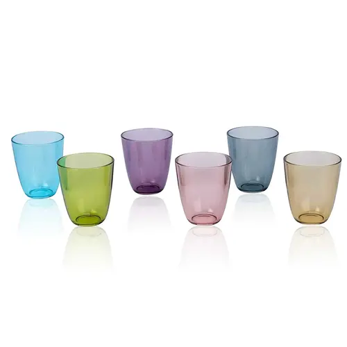 Brianto-L Lot de 6  Streedfood verres colorés