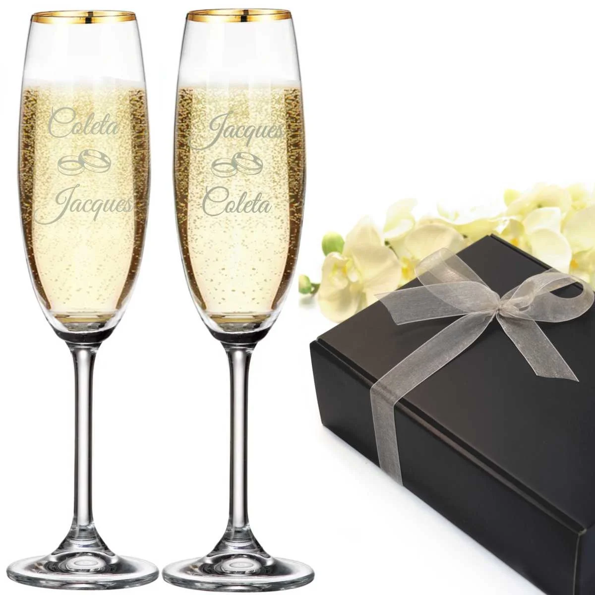 Flûtes à champagne duo personnalisées prénom