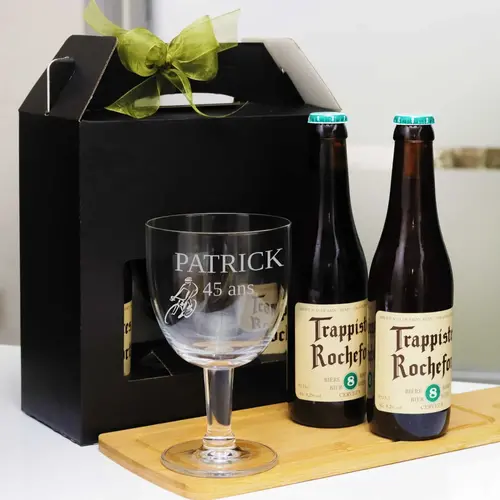 Cadeau trappiste de Rochefort avec verre personnalisé