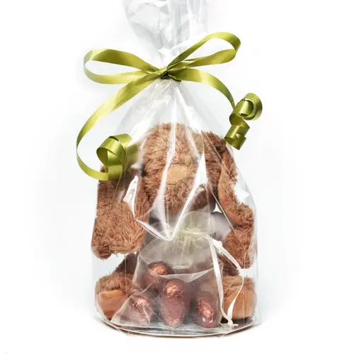 Gepersonaliseerd knuffel konijntje met chocolade