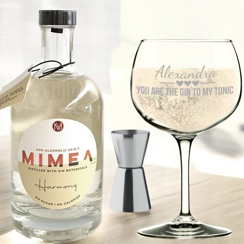 Alcoholvrij Gin geschenk pakket met gepersonaliseerd Gin glas
