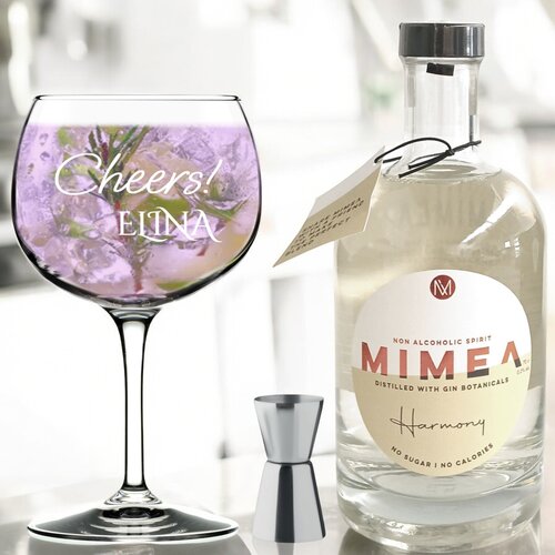 Alcoholvrij Gin geschenk pakket met gepersonaliseerd Gin glas