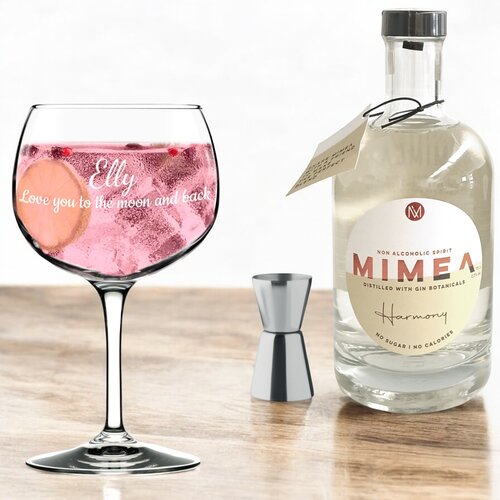 Alcoholvrij Gin geschenk pakket met gepersonaliseerd Gin glas