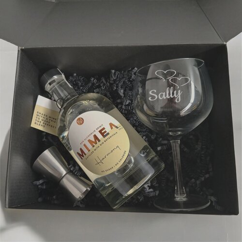 Alcoholvrij Gin geschenk pakket met gepersonaliseerd Gin glas