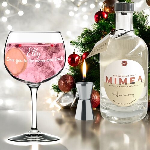 Alcoholvrij Gin geschenk pakket met gepersonaliseerd Gin glas