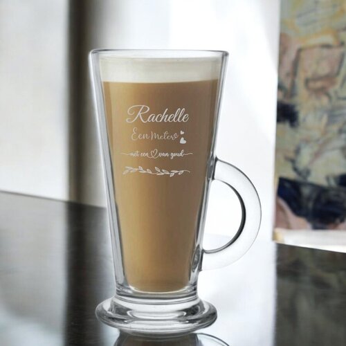 Latte macchiato glas met gravering