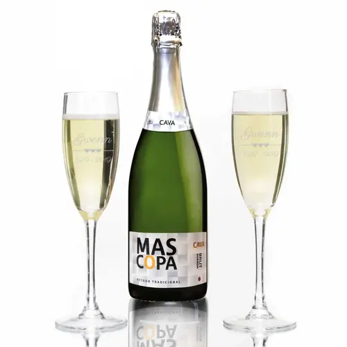 Cava Cadeau Set met gegraveerde glazen