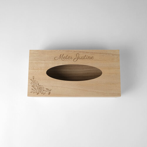 Tissue box in hout gepersonaliseerd Tissue box in hout gepersonaliseerd
