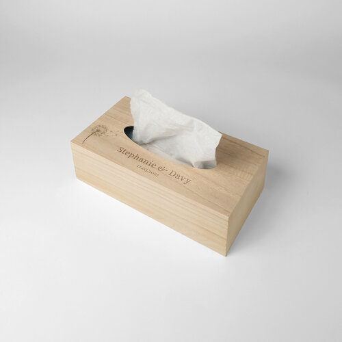 Tissue box in hout gepersonaliseerd Tissue box in hout gepersonaliseerd