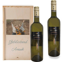 Wijnkist duo witte wijn met foto