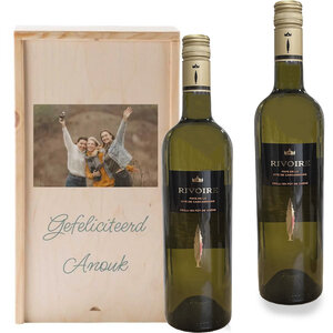 Wijnkist duo witte wijn met foto