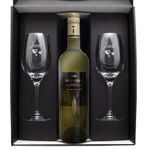 Witte Wijn Cadeau Set met gepersonaliseerde glazen Witte Wijn Cadeau Set met gepersonaliseerde glazen