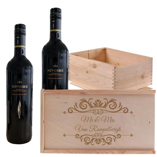 Caisse à Vin Duo vin rouge avec gravure