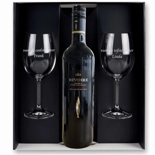 Coffret Cadeau Vin Rouge avec verres gravés Coffret Cadeau Vin Rouge avec verres gravés