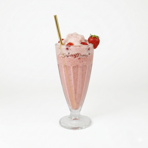 Milkshake glas met naam en gouden rietje Milkshake glas met naam en gouden rietje