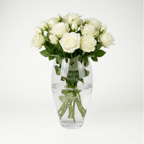 Glazen bolle vaas met gravering Glazen bolle vaas met gravering