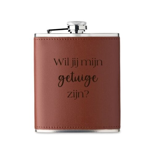 Leren heupfles met gravering