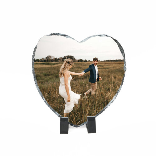 Leisteen hart met foto gepersonaliseerd