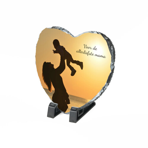 Leisteen hart met foto gepersonaliseerd