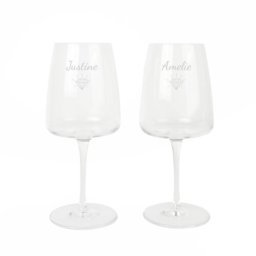 Rode wijnglazen giftset met gravering