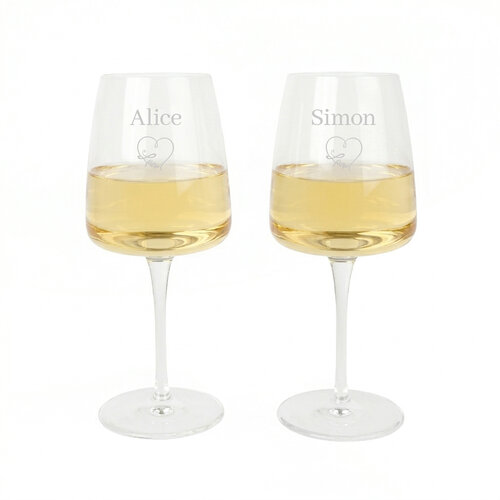 Witte wijnglazen giftset met gravering