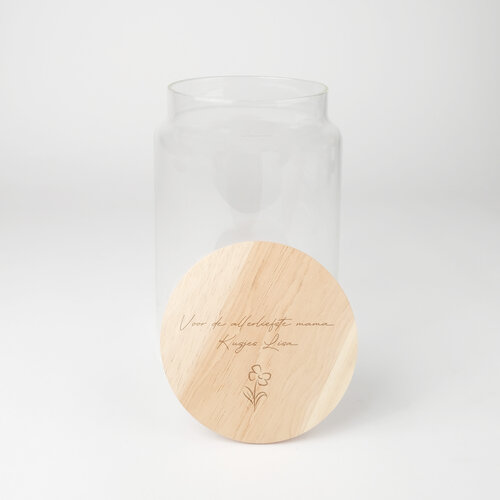 Bocal de conservation en verre avec gravure