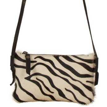 Van Buren Koeienhuid schoudertasje - Zebraprint | Lederen crossbody