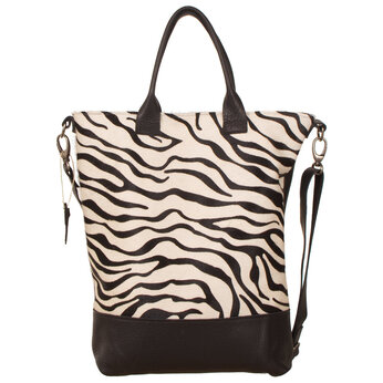 Van Buren Tas Jolie - Zwart/zebra print | Leren koeienhuid schoudertas