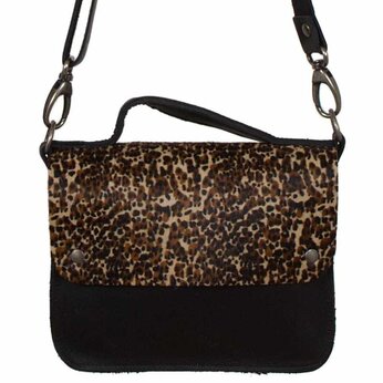 Van Buren Tas Maren - Zwart/panter print | Lederen crossbody tas