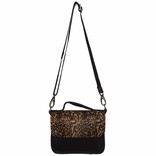 Van Buren Tas Maren - Zwart/panter print | Lederen crossbody tas