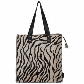 Van Buren Koeienhuid shopper - Zwart/zebra print | Lederen shopper