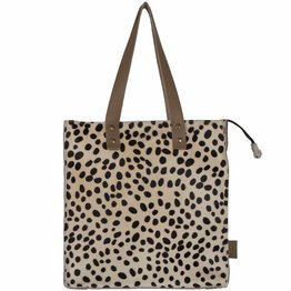 Van Buren Koeienhuid shopper - Zand/dalmatiër print | Lederen shopper