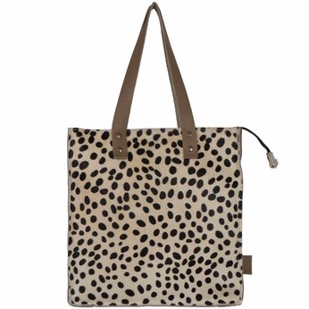 Van Buren Koeienhuid shopper - Zand/dalmatiër print | Lederen shopper