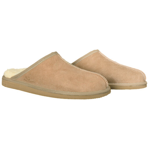 Van Buren Lamsvacht Heren Slipper Instap Pantoffel Camel - Maat 36 t/m 50 - Harde Zool