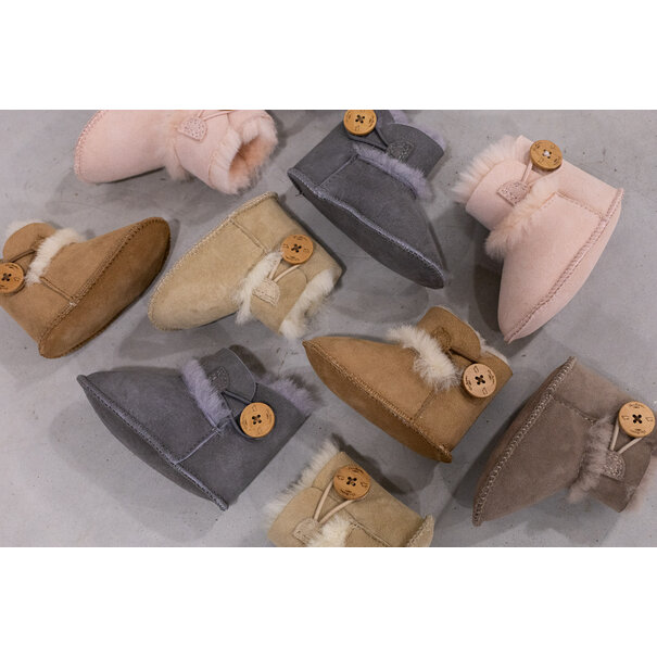 Van Buren sinds 1861 Schapenvacht babyslofjes -  Davin - Grijs