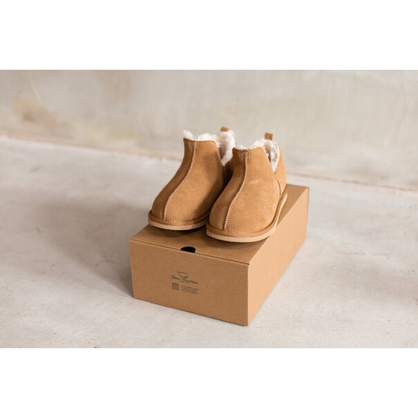 Van Buren sinds 1861 Lamsvacht Pantoffels Nooa Camel - Maat 37 t/m 49