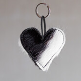 Sleutelhanger hart gevuld - Zwart/wit
