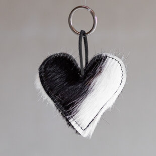 Sleutelhanger hart gevuld - Zwart/wit