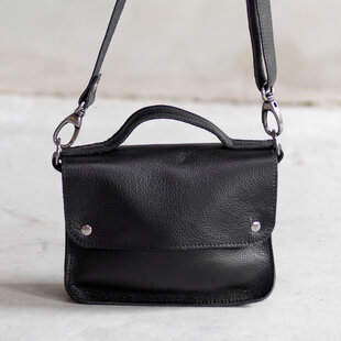 Tas Maren - Zwart leer | Extra hengsels
