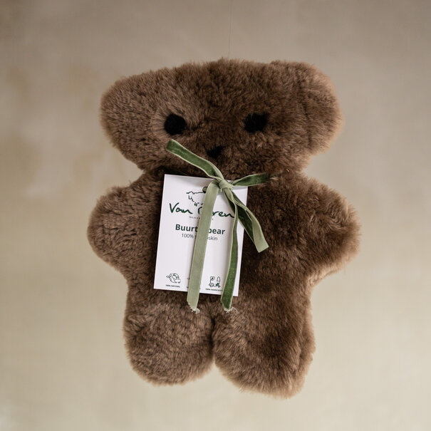 Van Buren sinds 1861 Buurtje Beer - Merino Schapenvacht Knuffel - Bruin - Groot