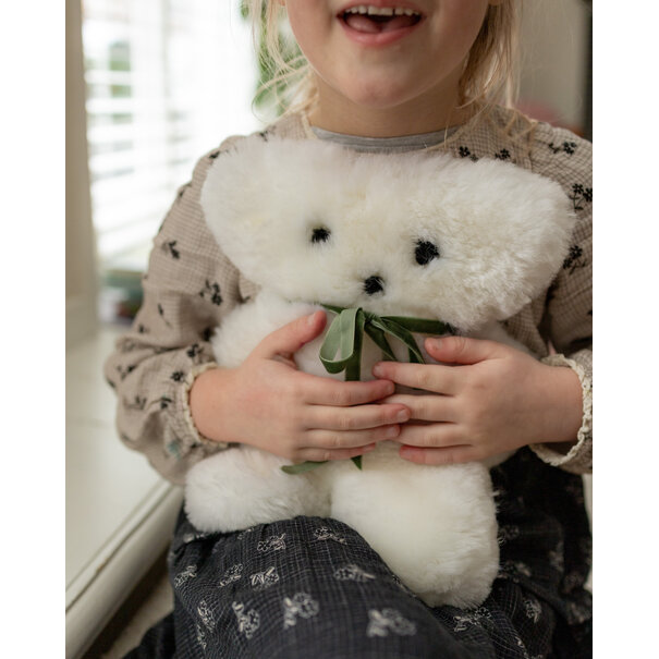 Van Buren sinds 1861 Buurtje Beer - Merino Schapenvacht Knuffel - Wit - Groot