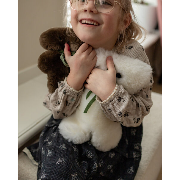 Van Buren sinds 1861 Buurtje Beer - Merino Schapenvacht Knuffel - Wit - Groot