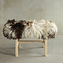 Uniek Gefotografeerd Houten Bankje met Schapenvacht - Krul/Bergschaap - 70x20x46 cm (LxBxH) - BNK-03